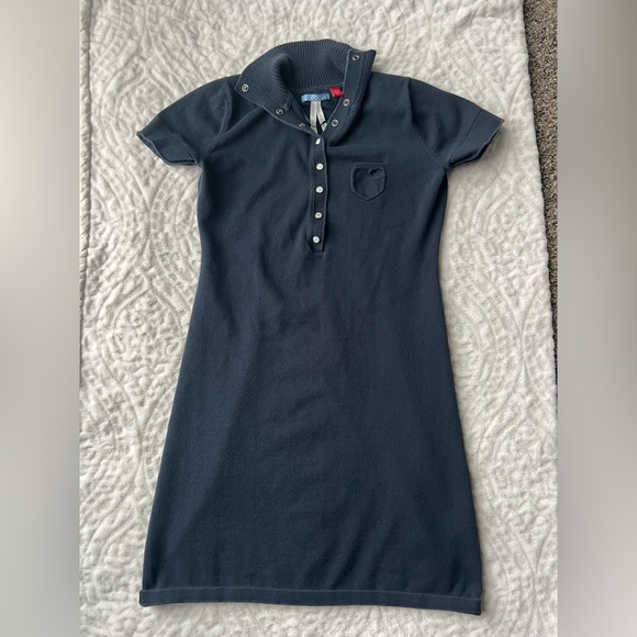 100% Cotton Esprit de Corp Navy Blue Polo Dress Size M - Picture 2 of 7